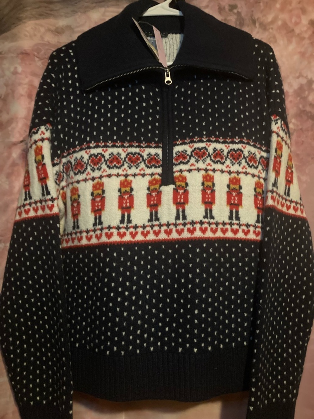 Wild  Fable Navy Nutcracker Zip-Up Sweater